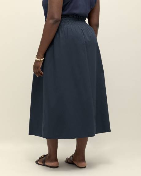 Blue Poplin Pull-On Maxi Skirt