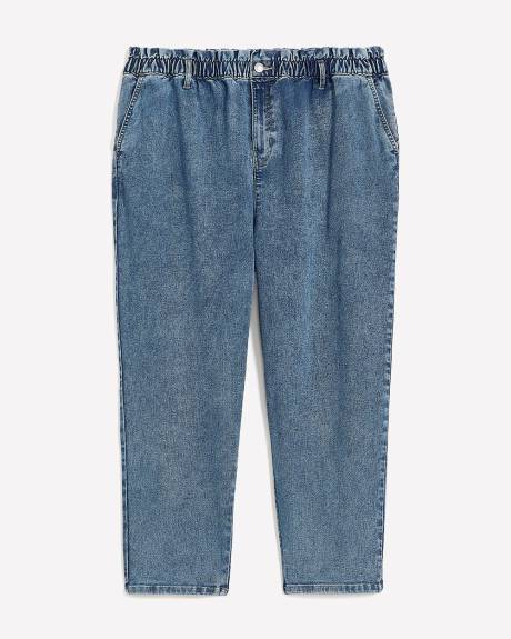 Pantalon à taille froncée et jambe fuselée