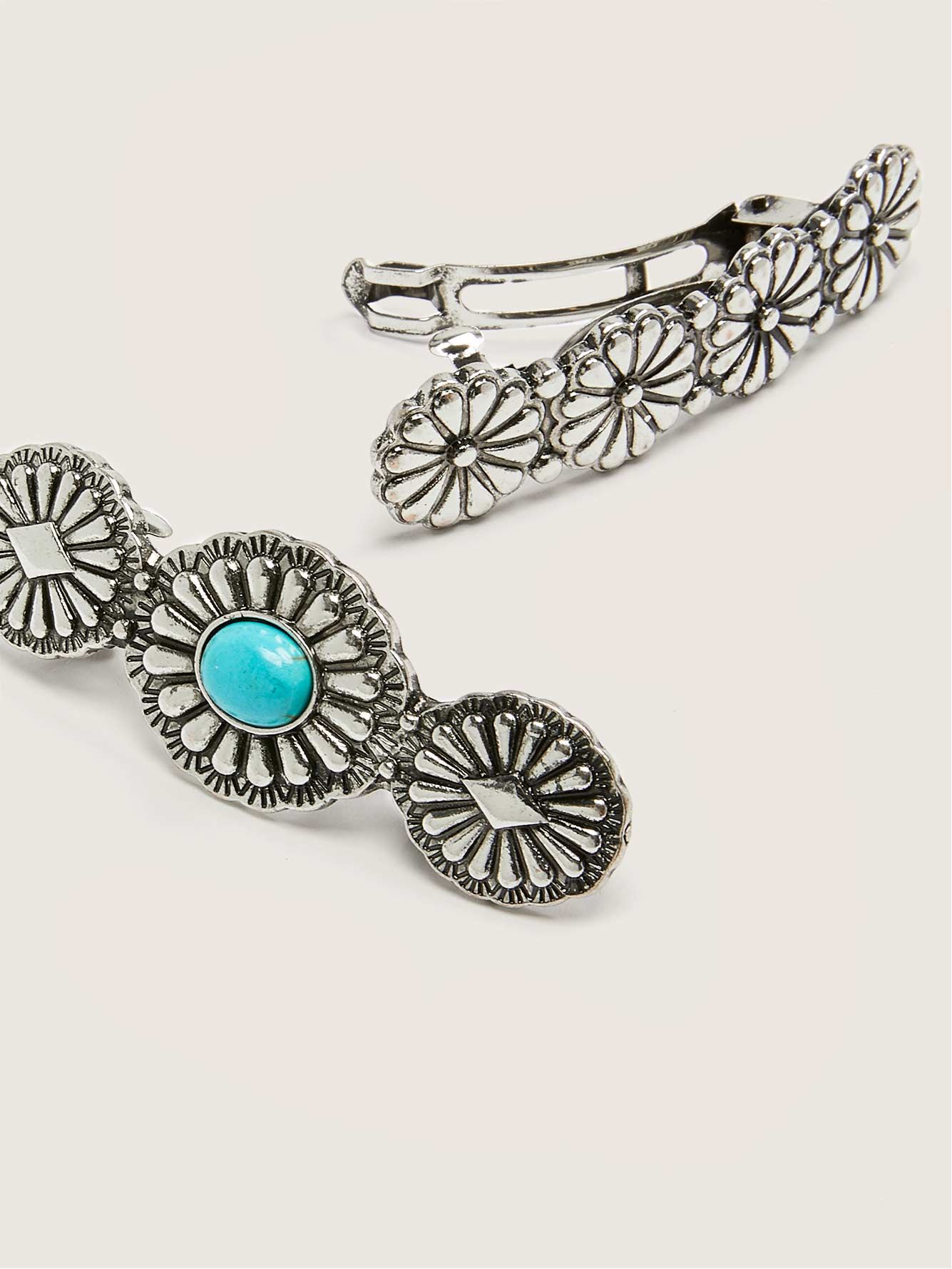 Turquoise Stone Hair Barrettes, 2Pack Addition Elle Penningtons