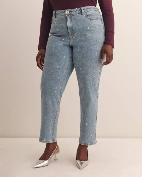 Embellished High-Rise Mom Jeans - Addition Elle