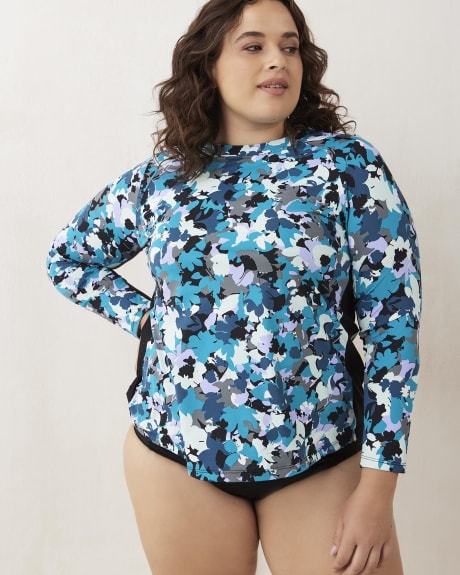 Long-Sleeve Rashguard with Floral Print - Active Zone