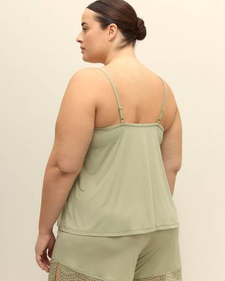 Sleeveless Satin Pyjama Cami with Lace - Déesse Collection