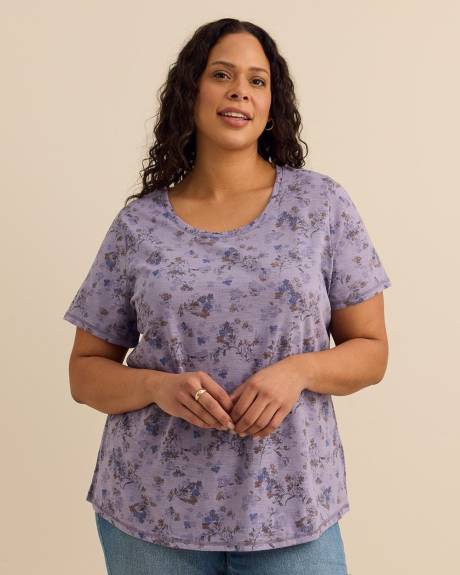 T-shirt imprim&eacute; &agrave; col rond, coupe curvy - Essentiels PENN.