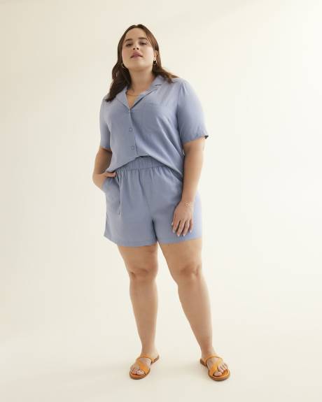 Short à enfiler en mélange de lin