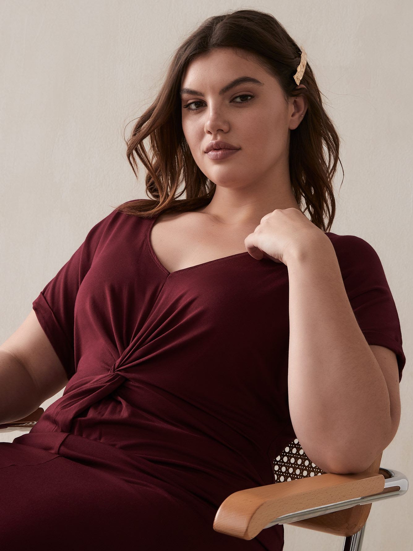 Front Knot Midi Dress with Dolman Sleeves Penningtons