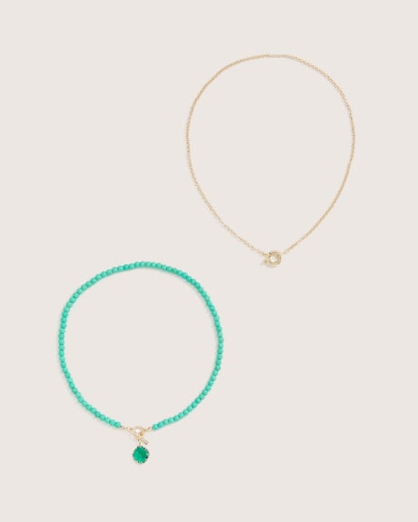 Golden and Turquoise Necklaces with Precious Stone