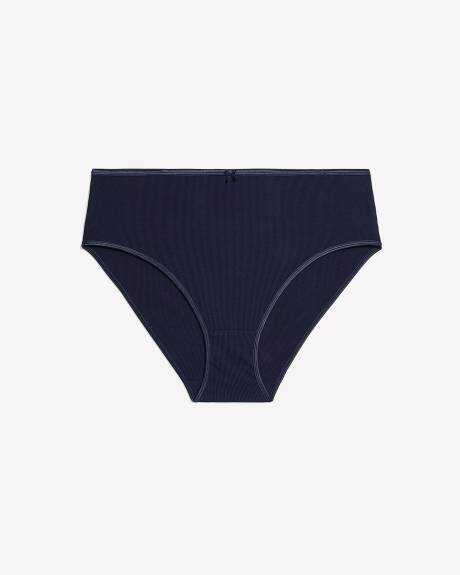 Navy Ribbed High-Cut Brief - ti Voglio