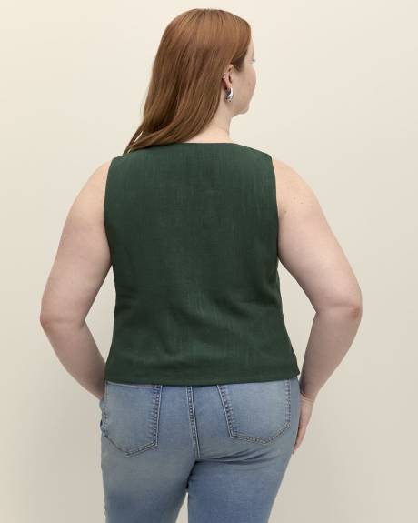 Veste sans manches ajustée à encolure carrée