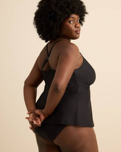 Black Halter Effect Tankini Top