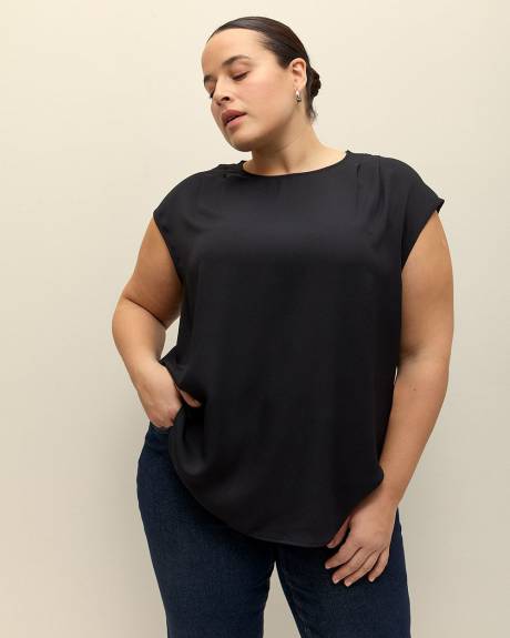 Blouse à petites manches en tricot mélangé, tissu responsable