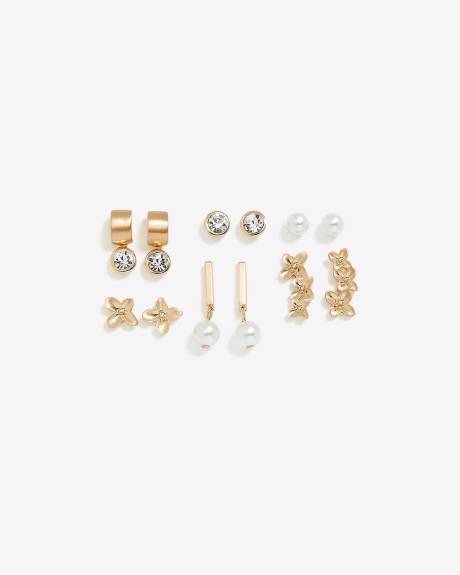 Mini boucles d'oreilles dorées, ens. de 6
