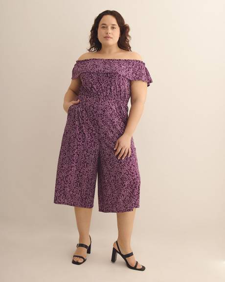 Off-Shoulder Wide-Leg Knit Jumpsuit - Addition Elle
