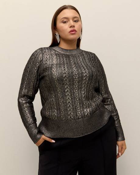 Pull en tricot à mailles torsadées métalliques - Addition Elle