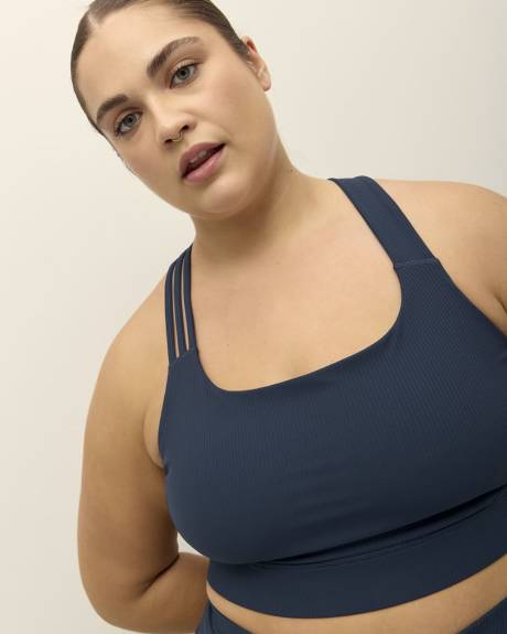 Ribbed Crop Top with Asymmetrical Straps - Active Zone