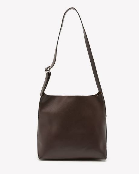 Brown Faux Leather Tote Bag