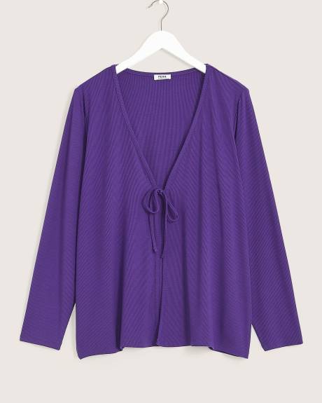 Cardigan en tricot uni noué au buste, tissu responsable