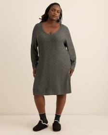 Grey Waffle Knit Long-Sleeve Sleepshirt - ti Voglio