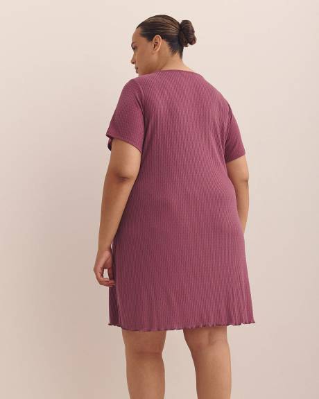 Chemise de nuit texturée à manches courtes avec ourlet festonné - ti Voglio