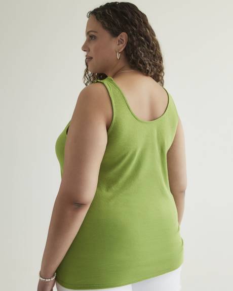 Linen Blend U-Neck Cami with Elastic Strap