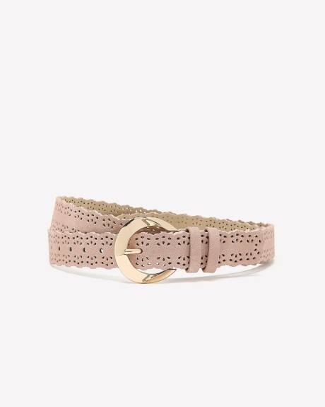 Scalloped Perforated Denim Belt