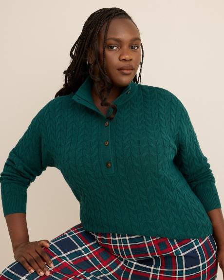 Half-Placket Cable Knit Sweater