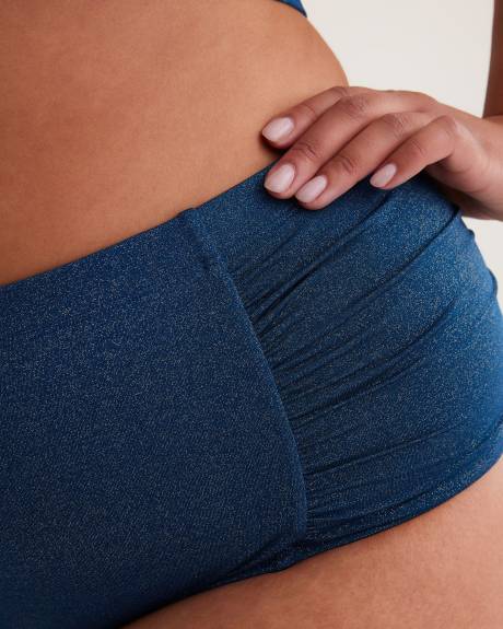 Culotte de maillot en microfibre scintillante avec côtés froncés