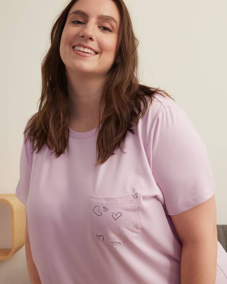 Heart-Print Short-Sleeve Sleepshirt - ti Voglio