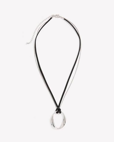 Short Chain and Rope Necklace with Pendant