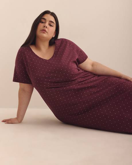 Long Dotted Short-Sleeve Sleepshirt - ti Voglio