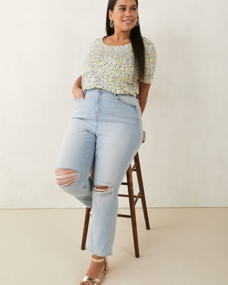 Printed Crew-Neck Curvy Tee - In Every Story