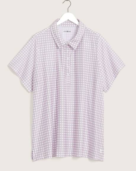 Gingham-Print Short-Sleeve Polo - Active Zone