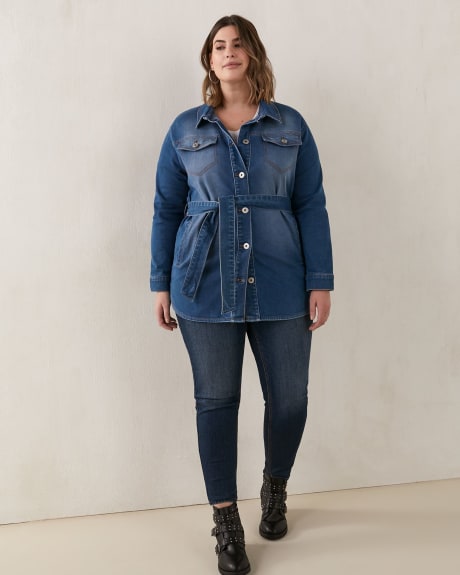 Denim Belted Shirt Jacket - Addition Elle
