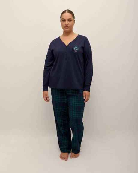 Plaid Henley Tee and Pant Pyjama Set - ti Voglio