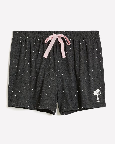 Sleep Boxer Shorts with Snoopy Print and Front Tie - ti Voglio