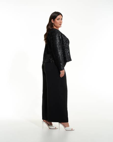 Short Black Sequins Velvet Blazer - Addition Elle
