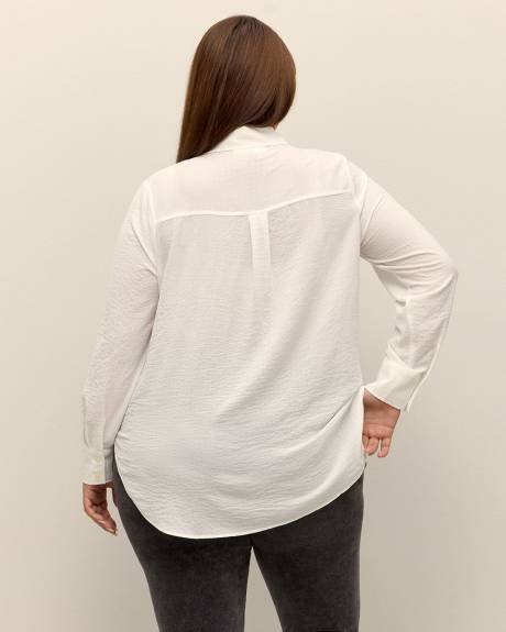 Pintuck Buttoned-Down Long Blouse - Addition Elle