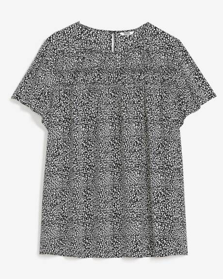 Lightweight Short-Flutter-Sleeve Blouse