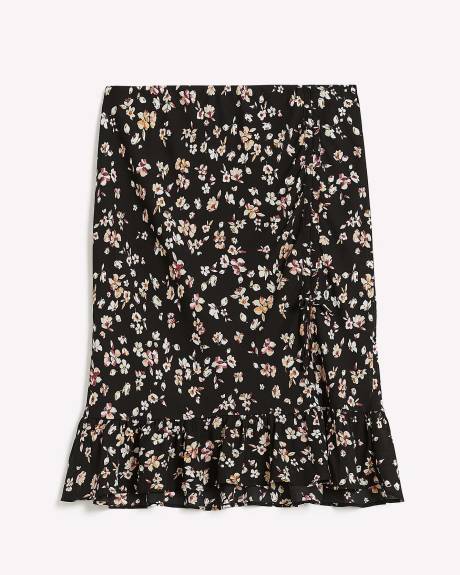 Floral Pull-On Tiered Skirt with Rushed Drawstring