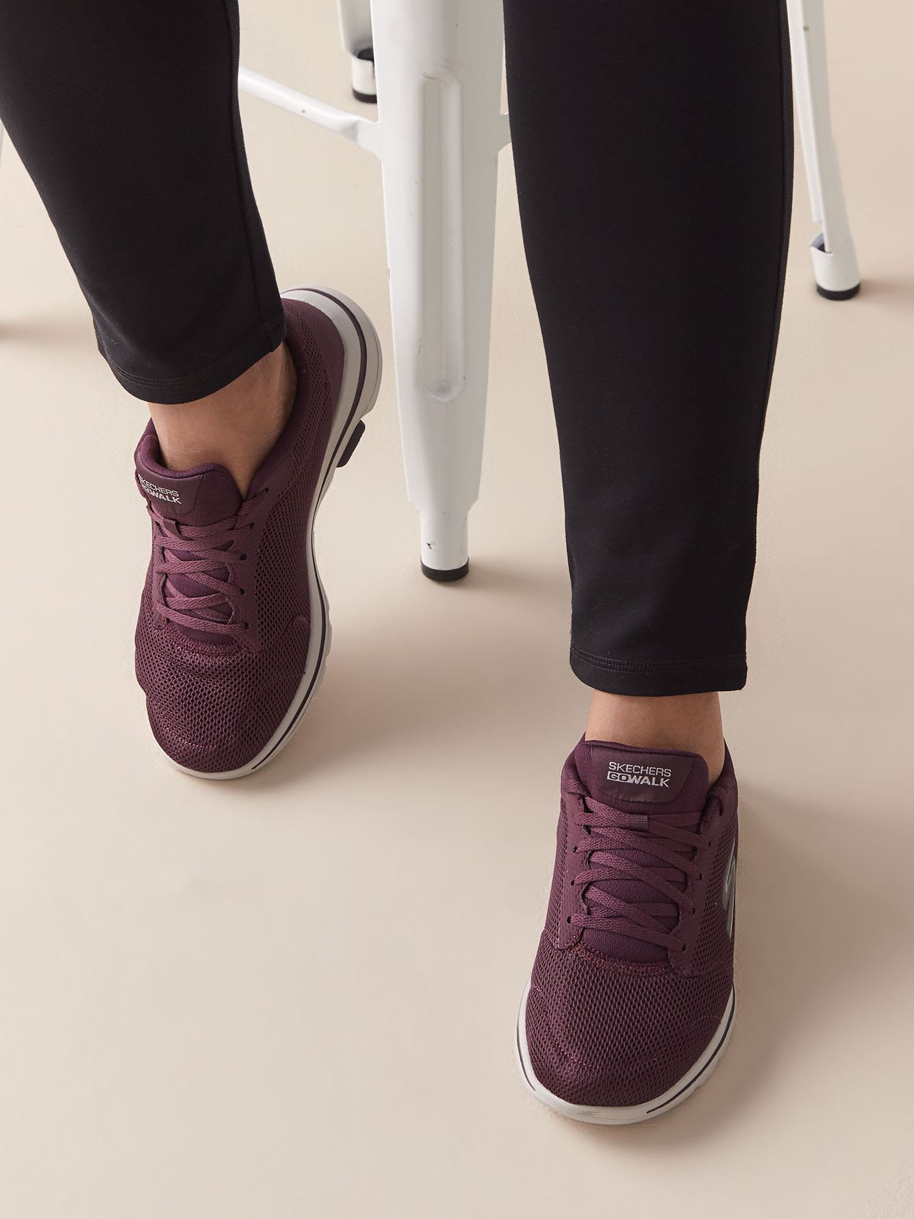 burgundy skechers go walk