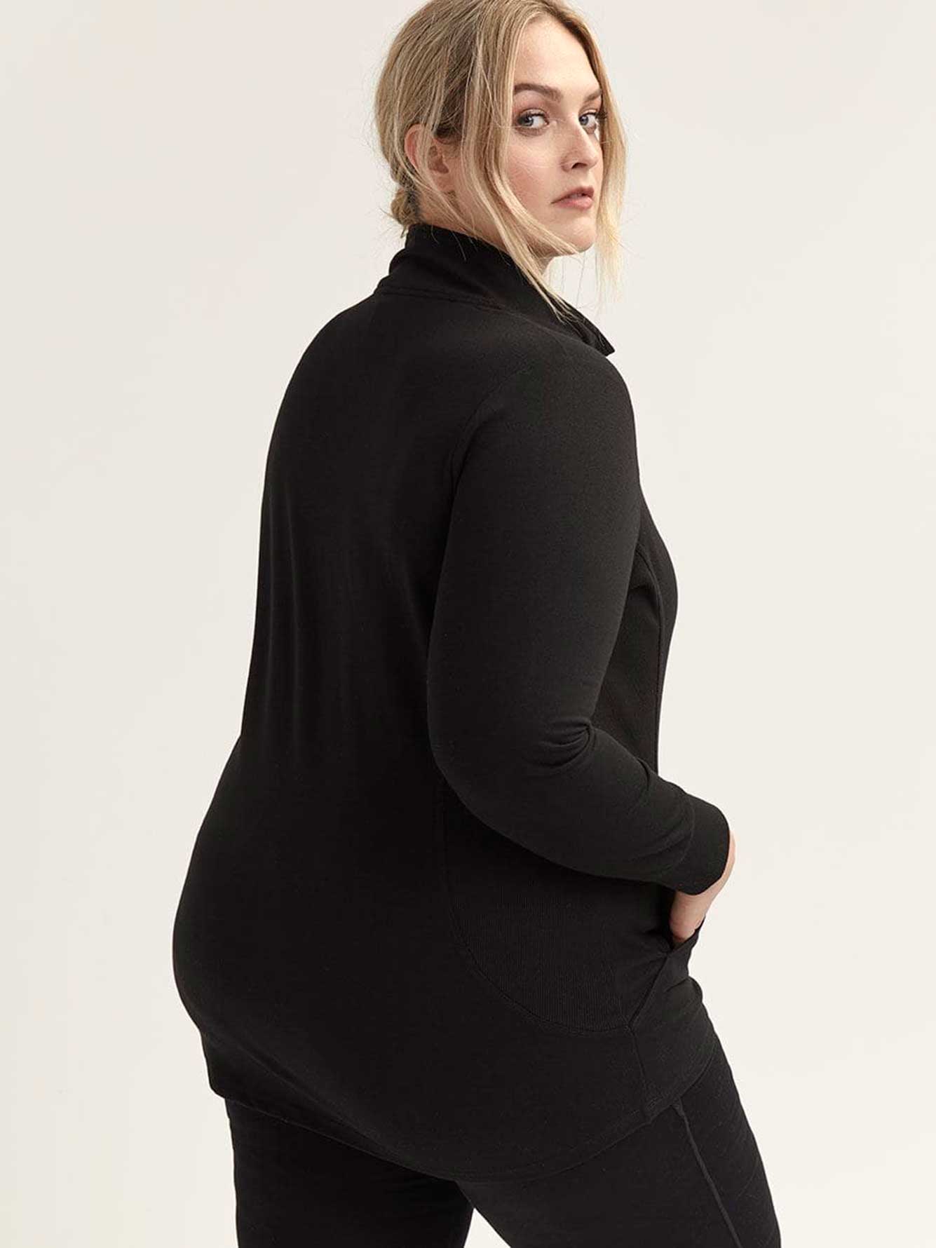 Plus Size Black Jacket with Mock Neck ActiveZone Penningtons