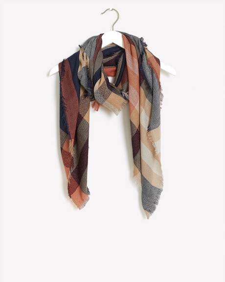 Foulard léger carreauté surdimensionné