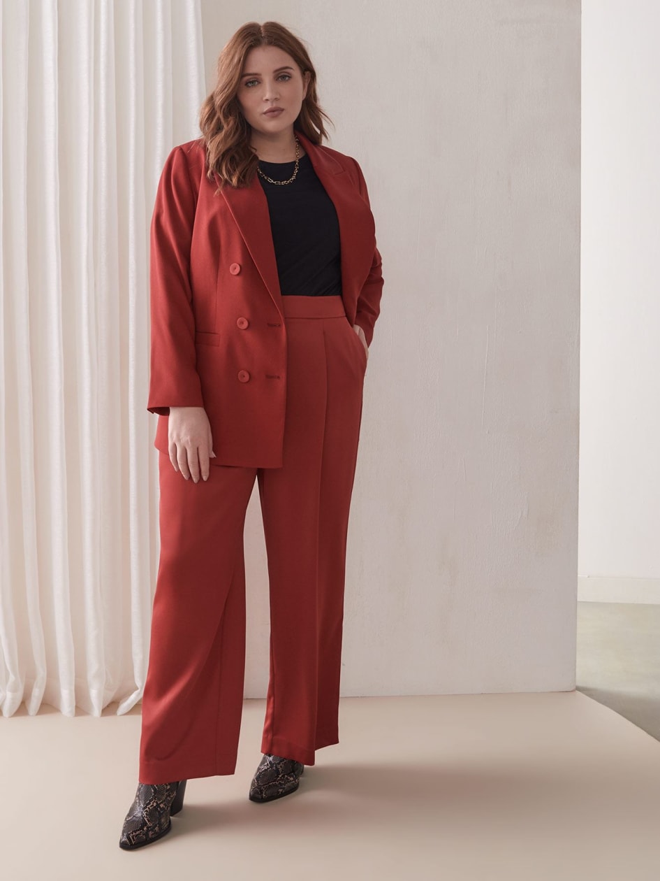Long Double-Breasted Red Blazer - Addition Elle | Penningtons