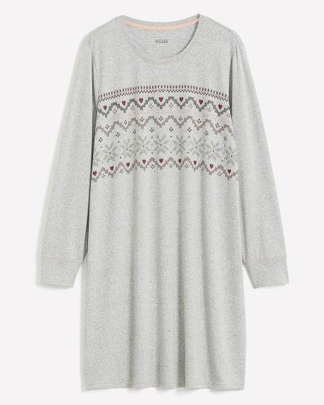 Short Sleepshirt with Fair Isle Print - ti Voglio