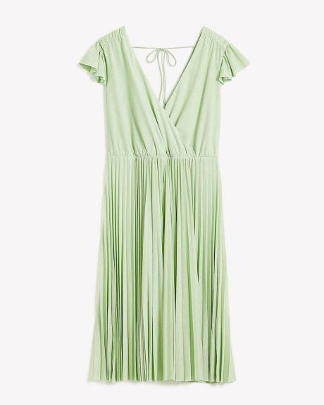 Wrap Pleated Knit Dress - Addition Elle