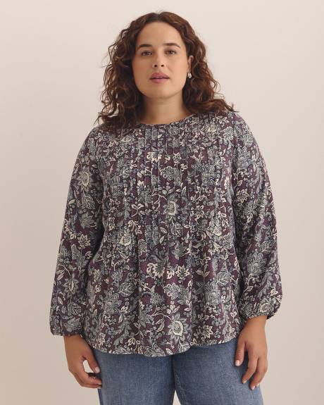 Pintuck Long-Sleeve Blouse