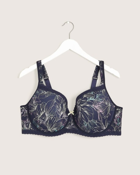 Printed Contour T-Shirt Bra with Lace and Bow - Déesse Collection