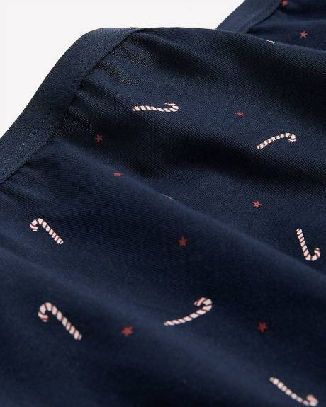 Dark Blue Cotton Brief with Candy Cane Print - ti Voglio