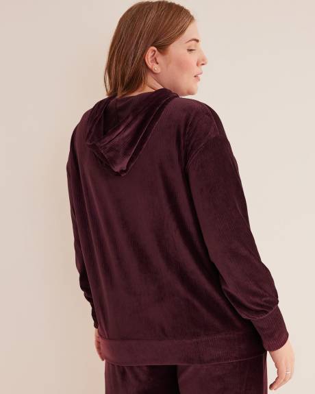 Ribbed Velvet Hooded Top - Active Zone