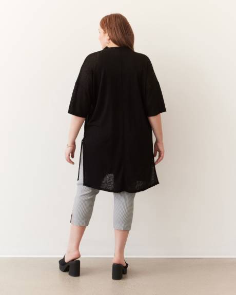 Long Black Cardigan with Kimono Sleeves