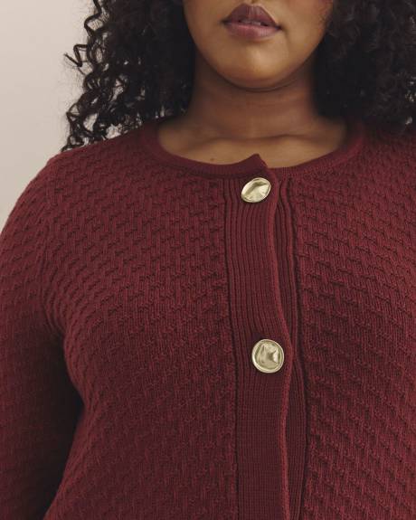 Cardigan à boutonner en mailles de fantaisie
